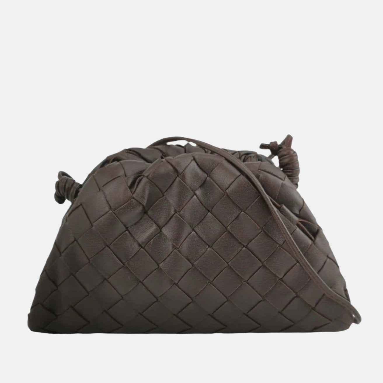 Bottega Veneta Pouch Mini Intrecciato Dark Chocolate Brown Lambskin Leather Crossbody Bag