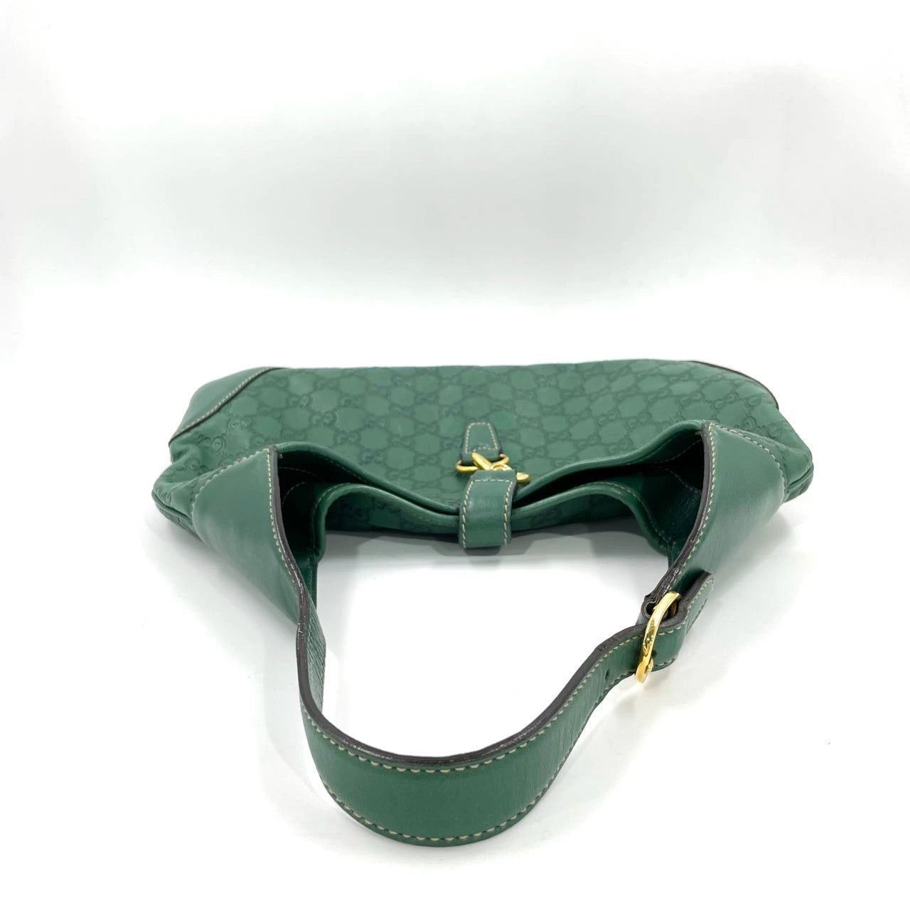 Gucci Jackie   Leather Medium Handbag Green Gucci Monogram