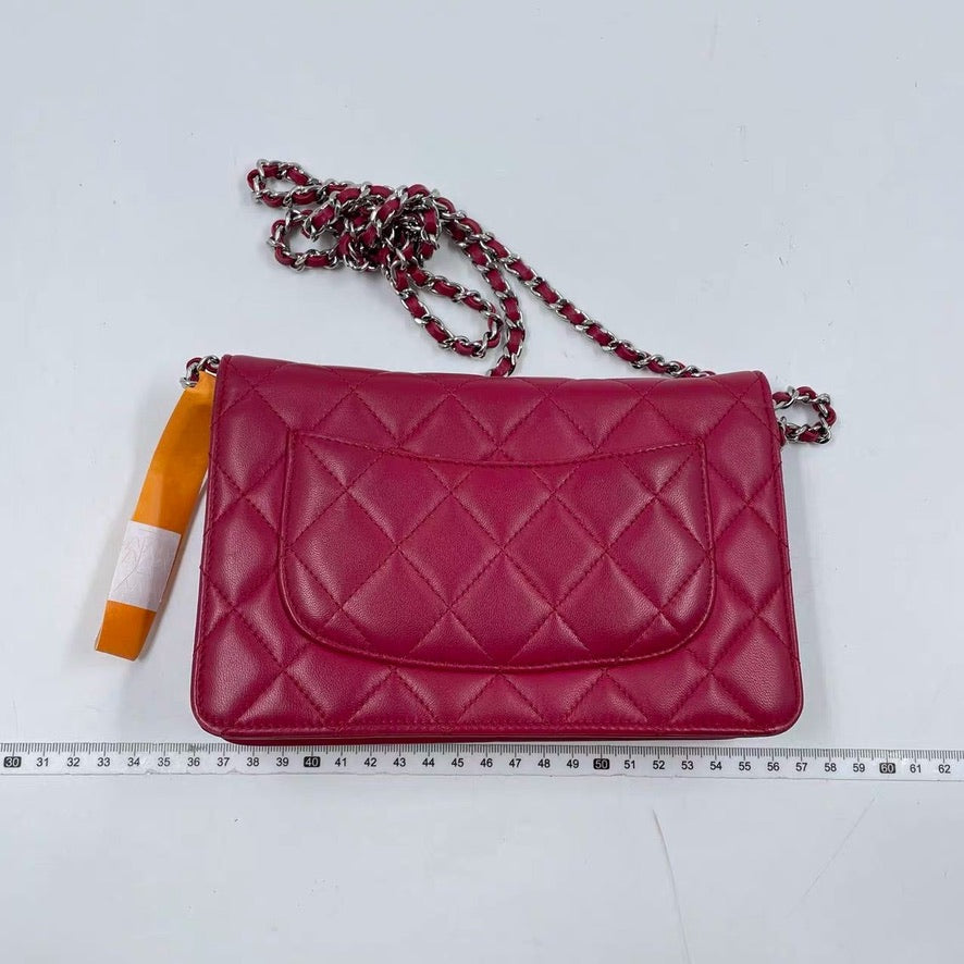 Chanel Wallet on Chain WOC Fuchsia Lambskin Leather