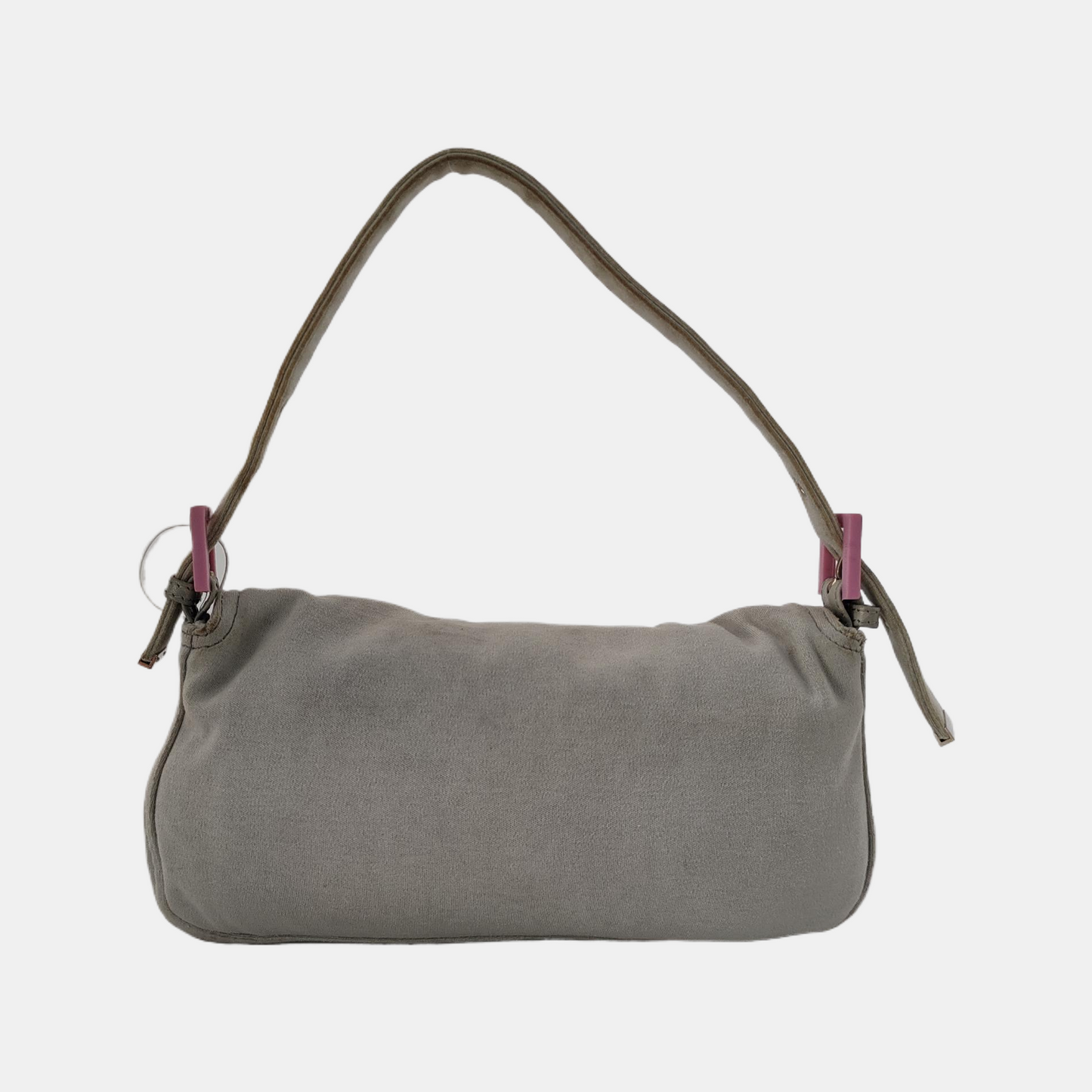 FENDI Baguette   Pale Grey Cloth Pink Buckle