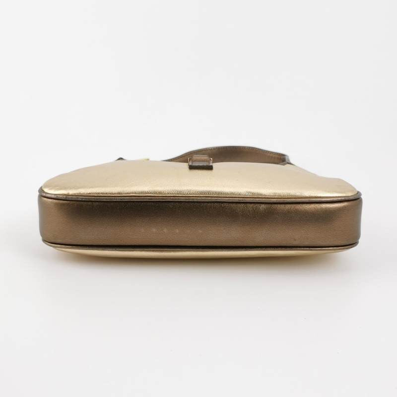 Gucci Jackie   Mini Gold Lambskin Leather Brown Calfskin Leather