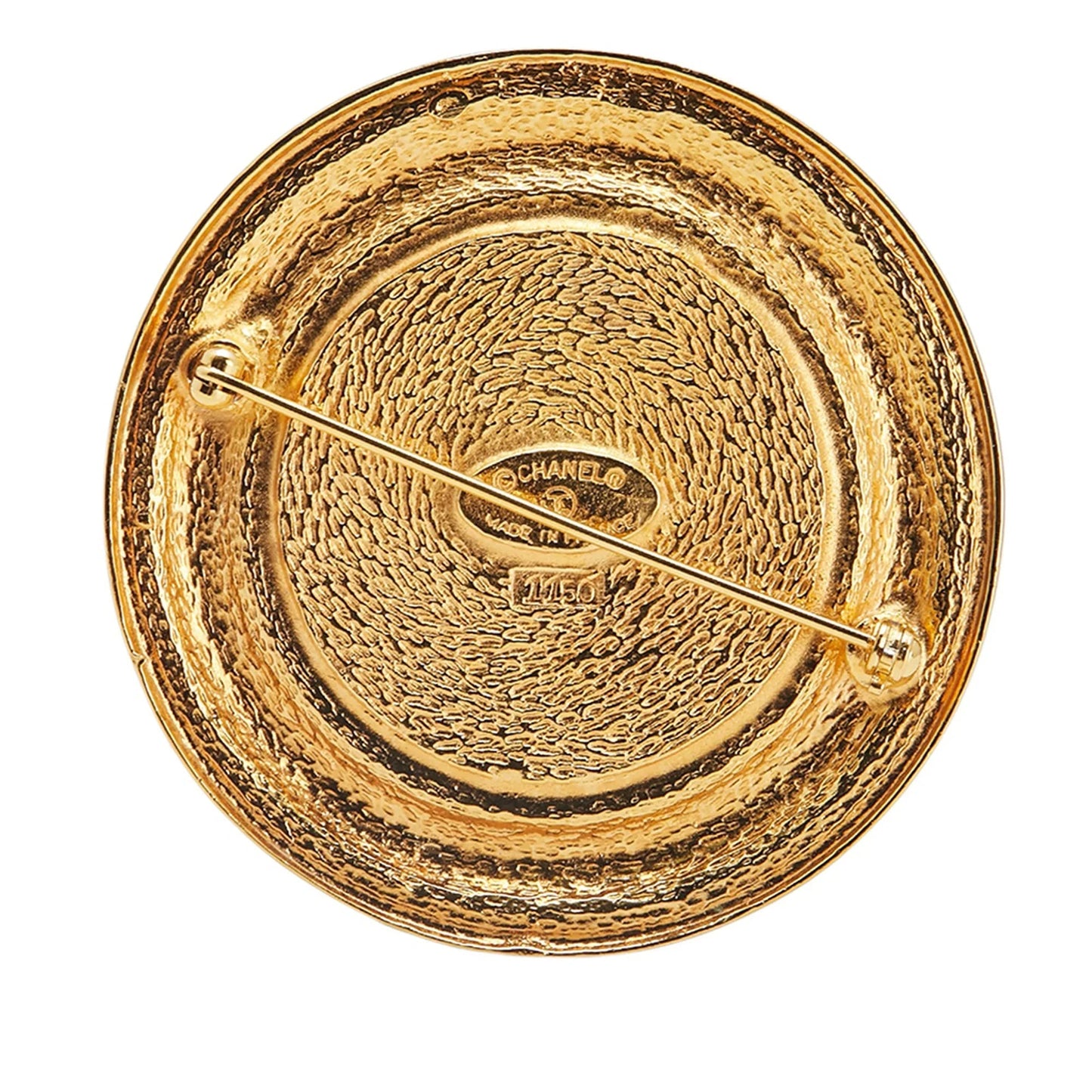 Gold Chanel Gold Plated 31 Rue Cambon Round Brooch
