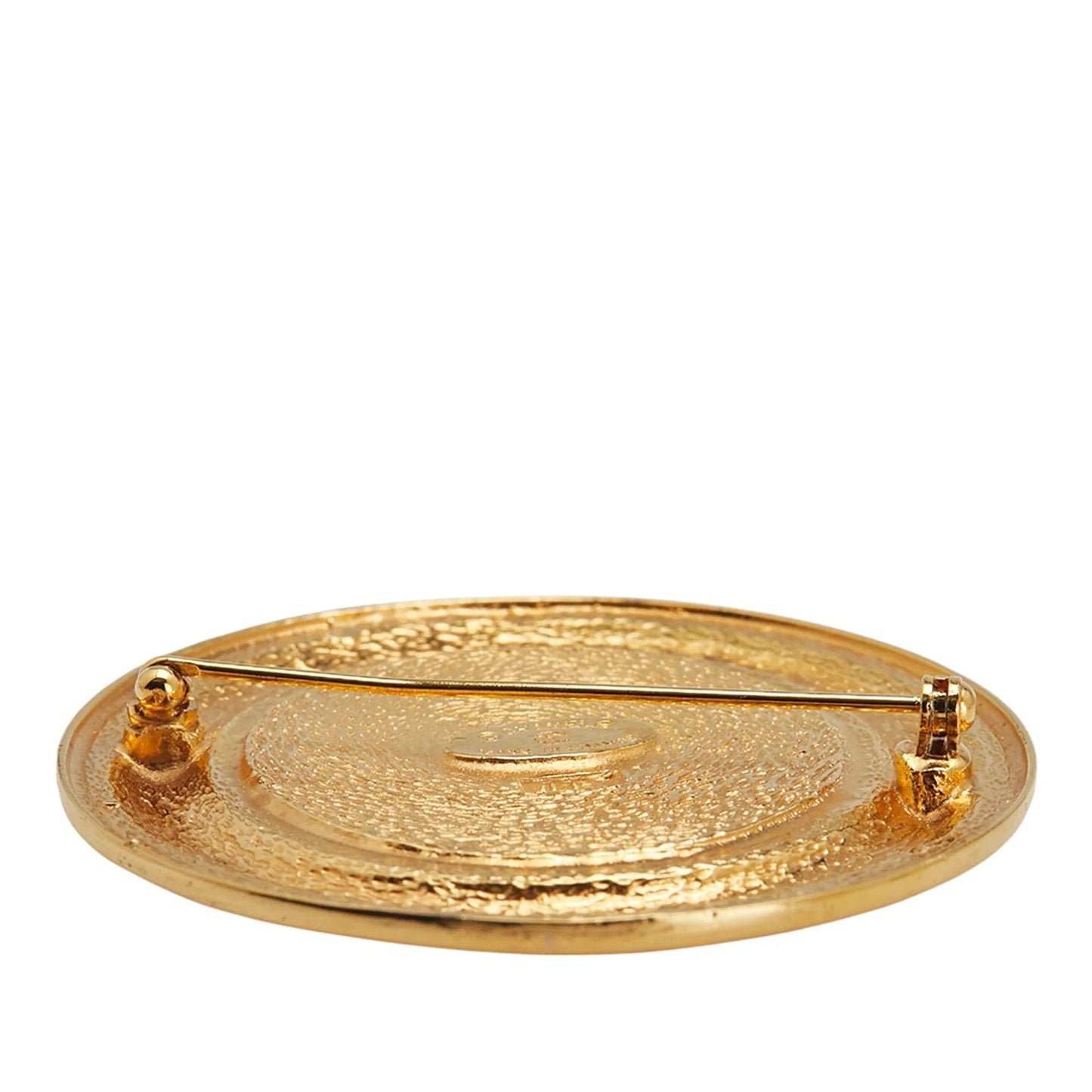 Gold Chanel Gold Plated 31 Rue Cambon Round Brooch