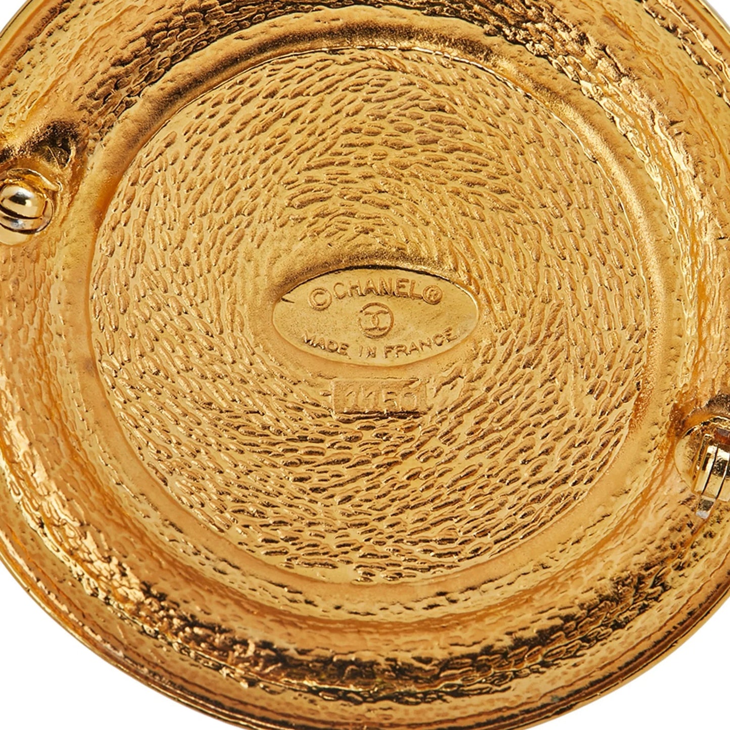 Gold Chanel Gold Plated 31 Rue Cambon Round Brooch