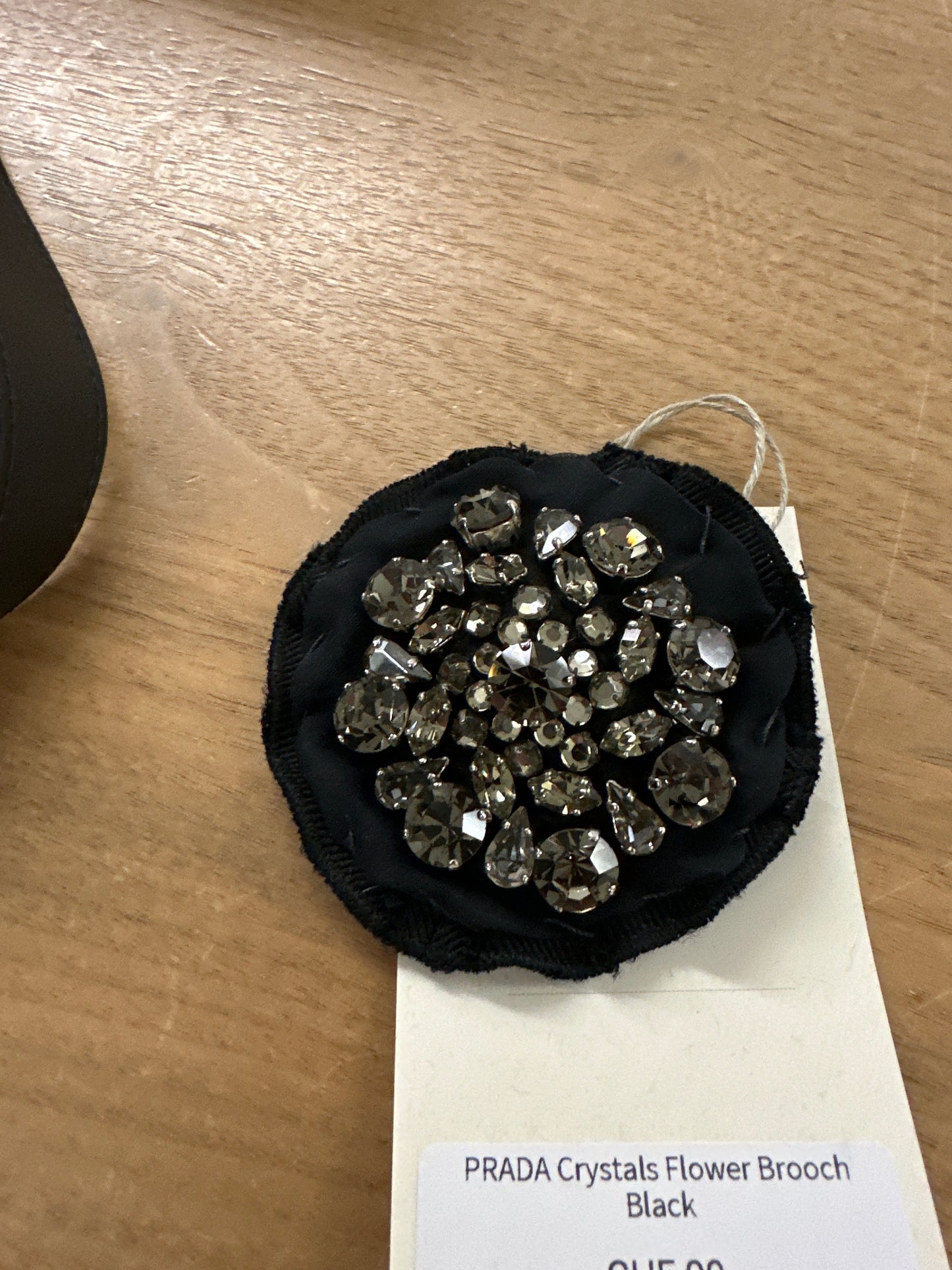 PRADA Crystals Flower Brooch Black