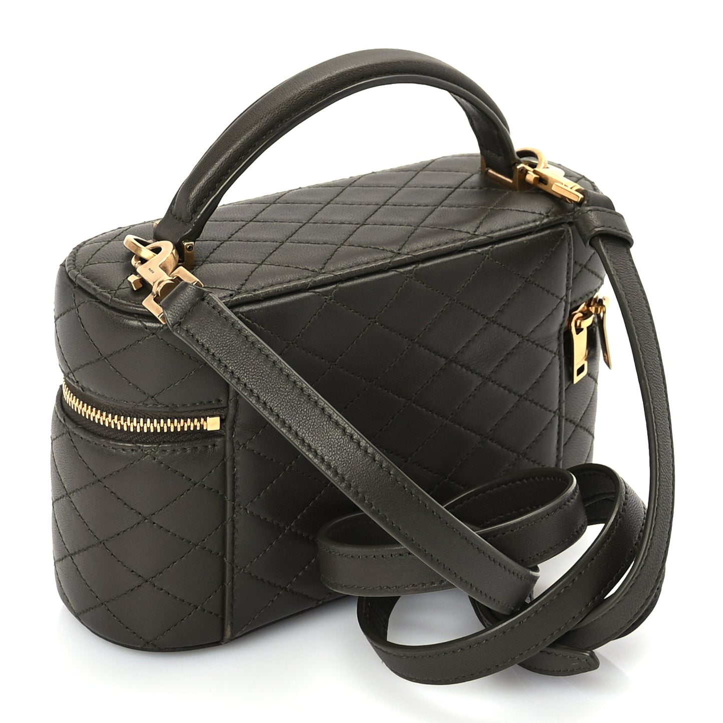 Saint Laurent Lambskin Quilted Mini Gaby Vanity Case Light Musk