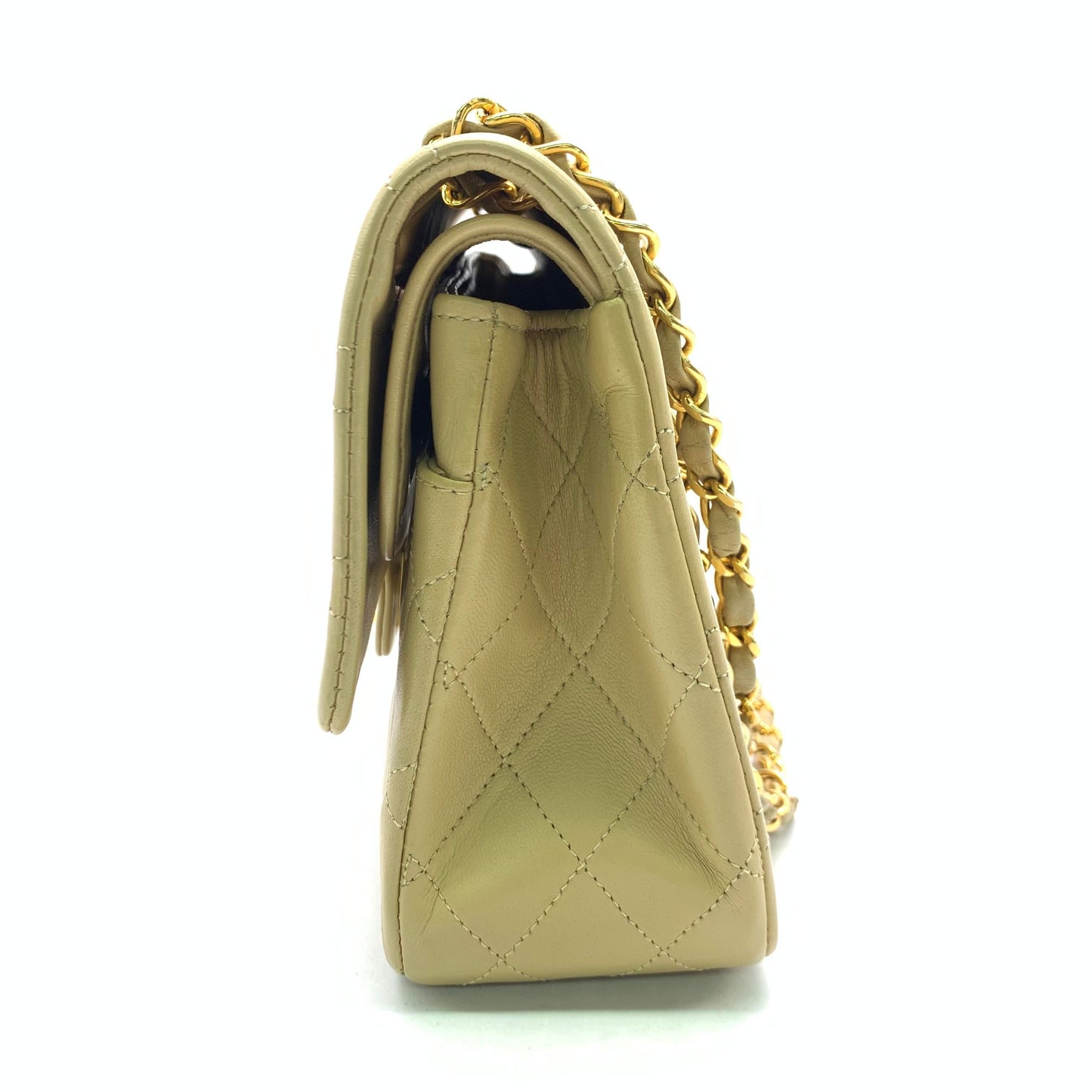 Chanel Classic Flap   Medium Beige Lambskin Leather with 24k Gold HW, 1994-1996