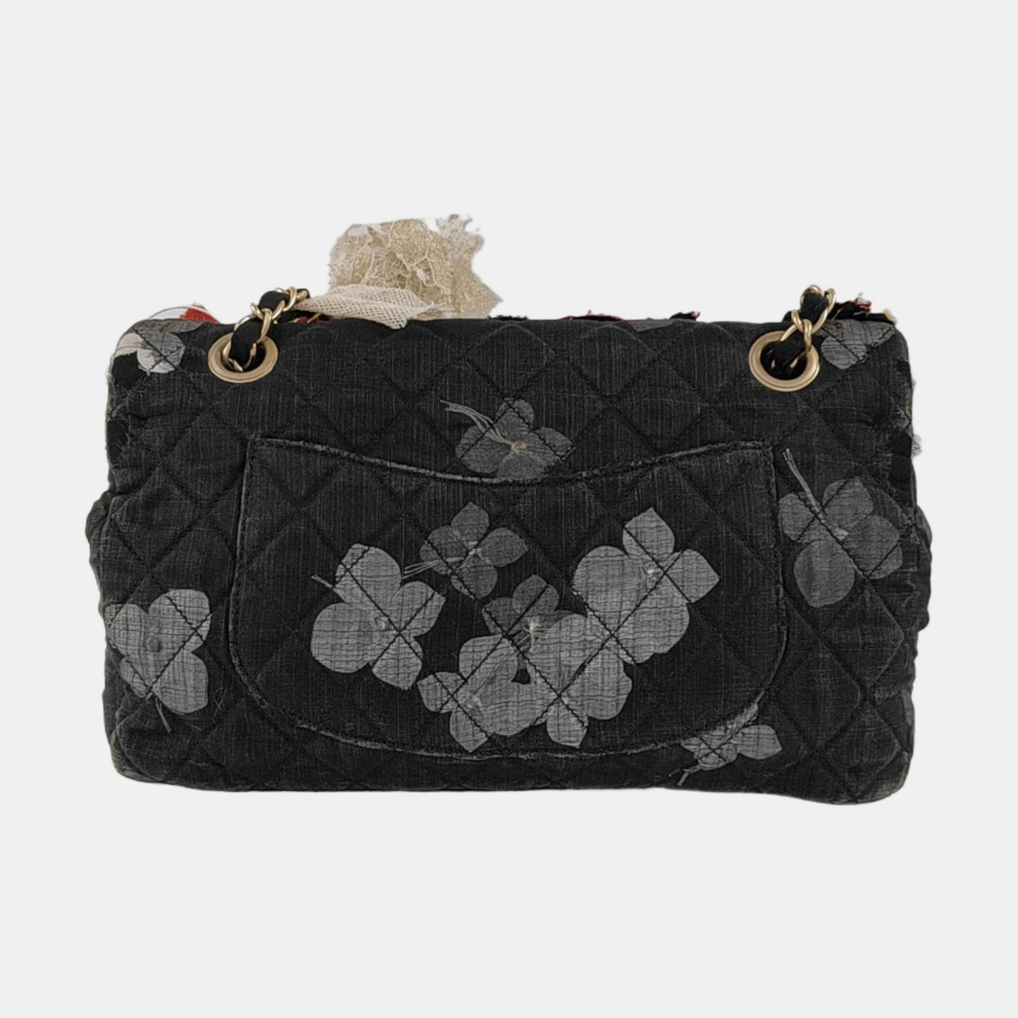 Chanel Classic Flap Medium Runway Limited Edition Floral Lace Grey Cloth, 2010
