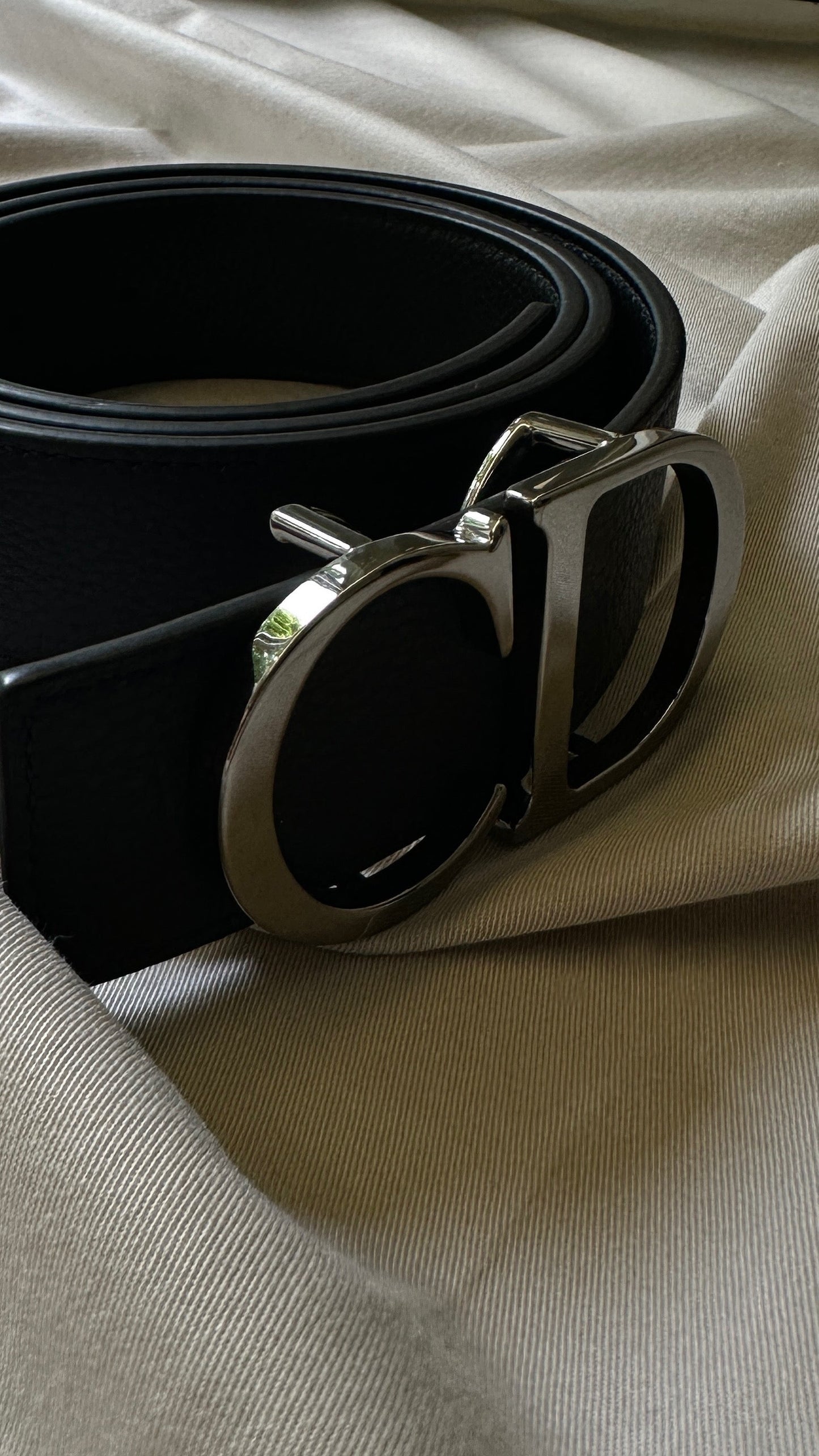 DIOR HOMME Reversible CD Belt 35 Navy Black