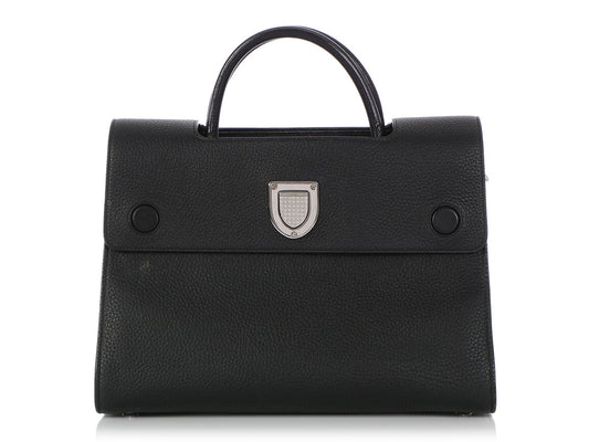 Dior Medium Black Grained Calfskin Diorever Flap