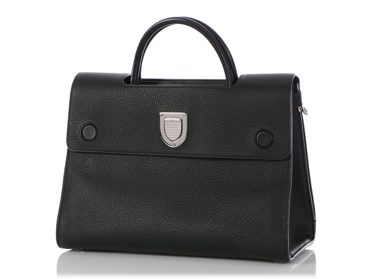 Dior Medium Black Grained Calfskin Diorever Flap