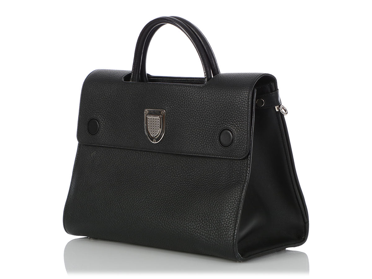 Dior Medium Black Grained Calfskin Diorever Flap