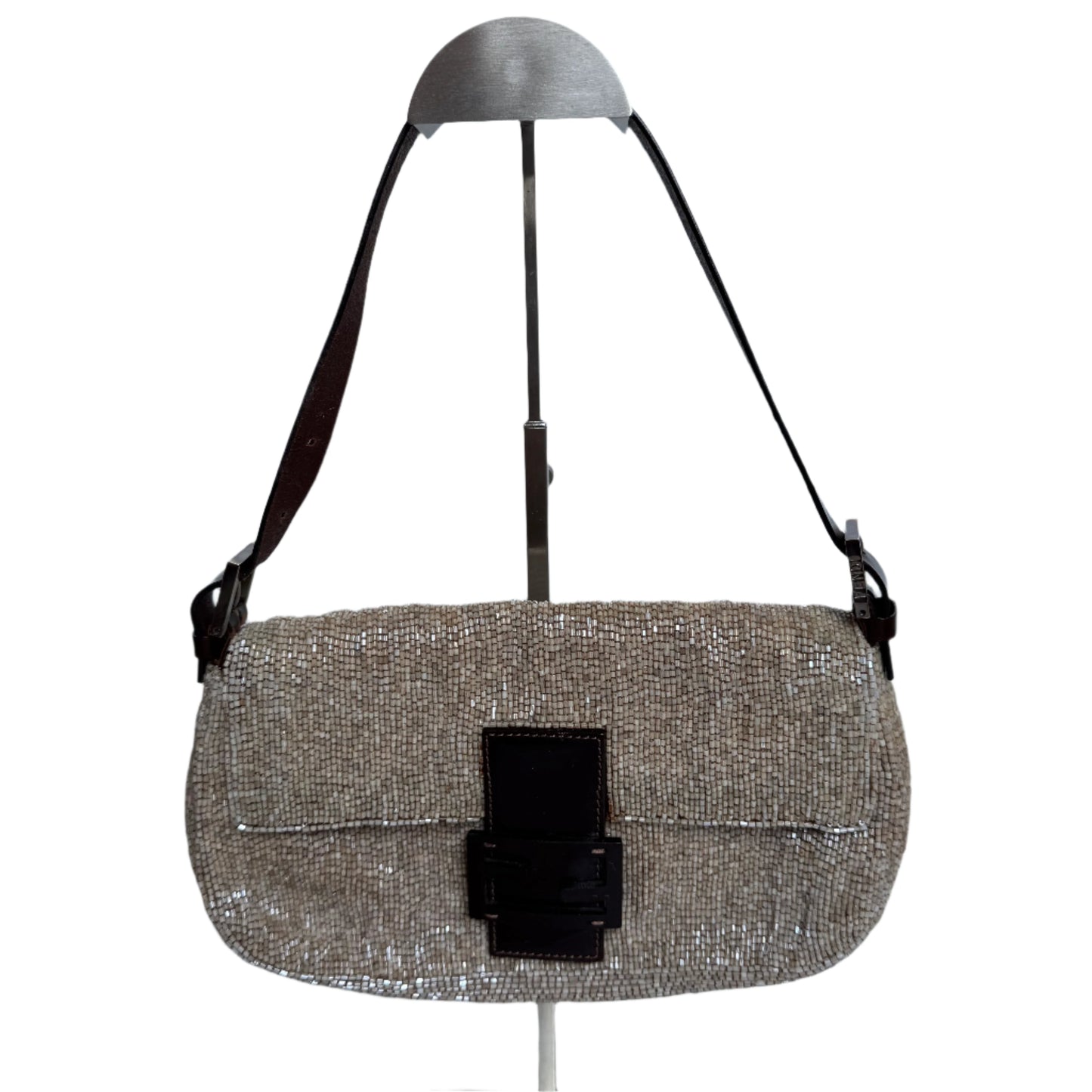 Fendi Baguette   Shoulder bag with Glitter Beige Beads