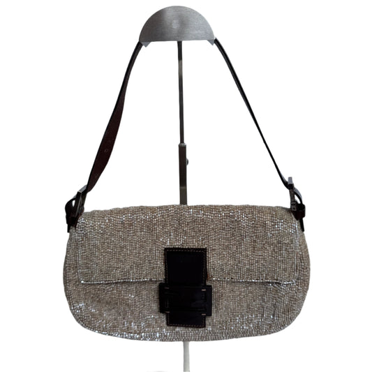 Fendi Baguette   Shoulder bag with Glitter Beige Beads