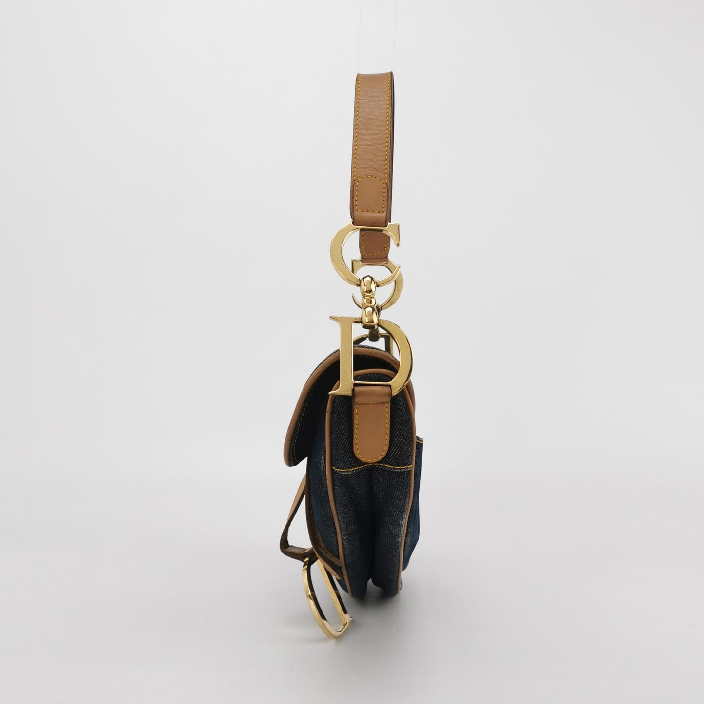 Dior Saddle   Navy Denim with Silk Lining and Leather Trim