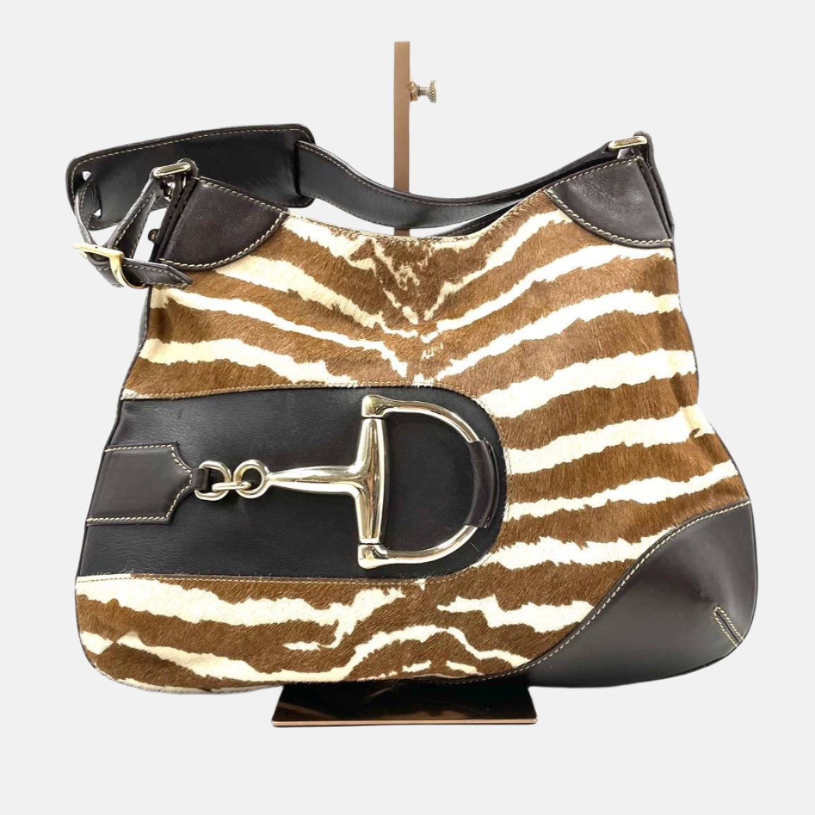 Gucci Jackie   Zebra Print Pony-style Calfskin Side Horsebit