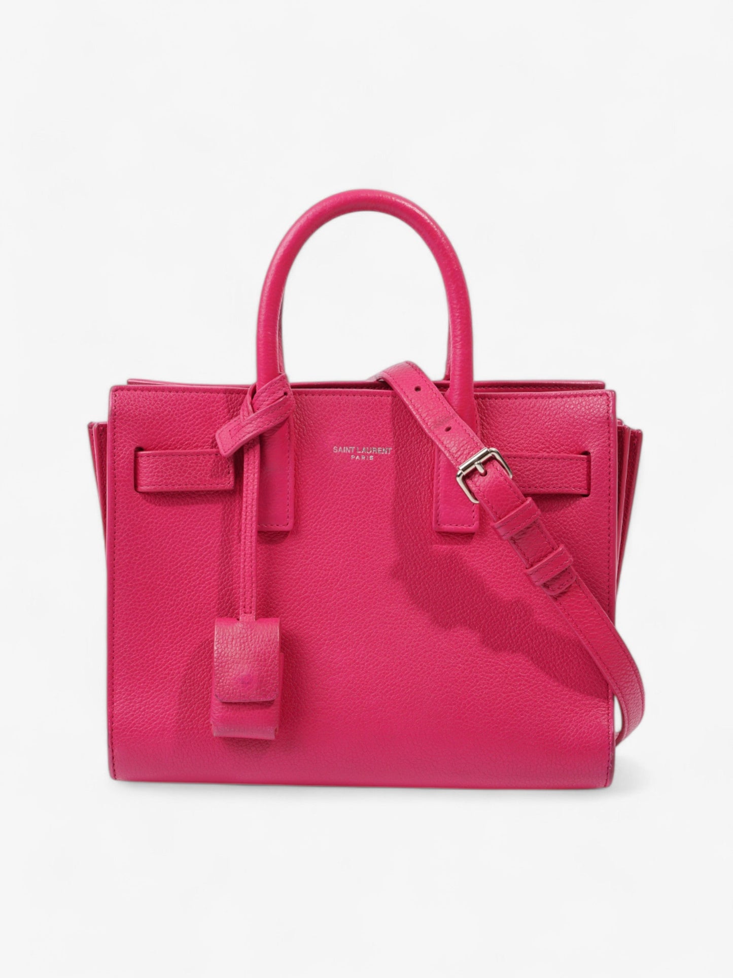 Saint Laurent Sac De Jour Lipstick Fuschia Calfskin Leather Nano