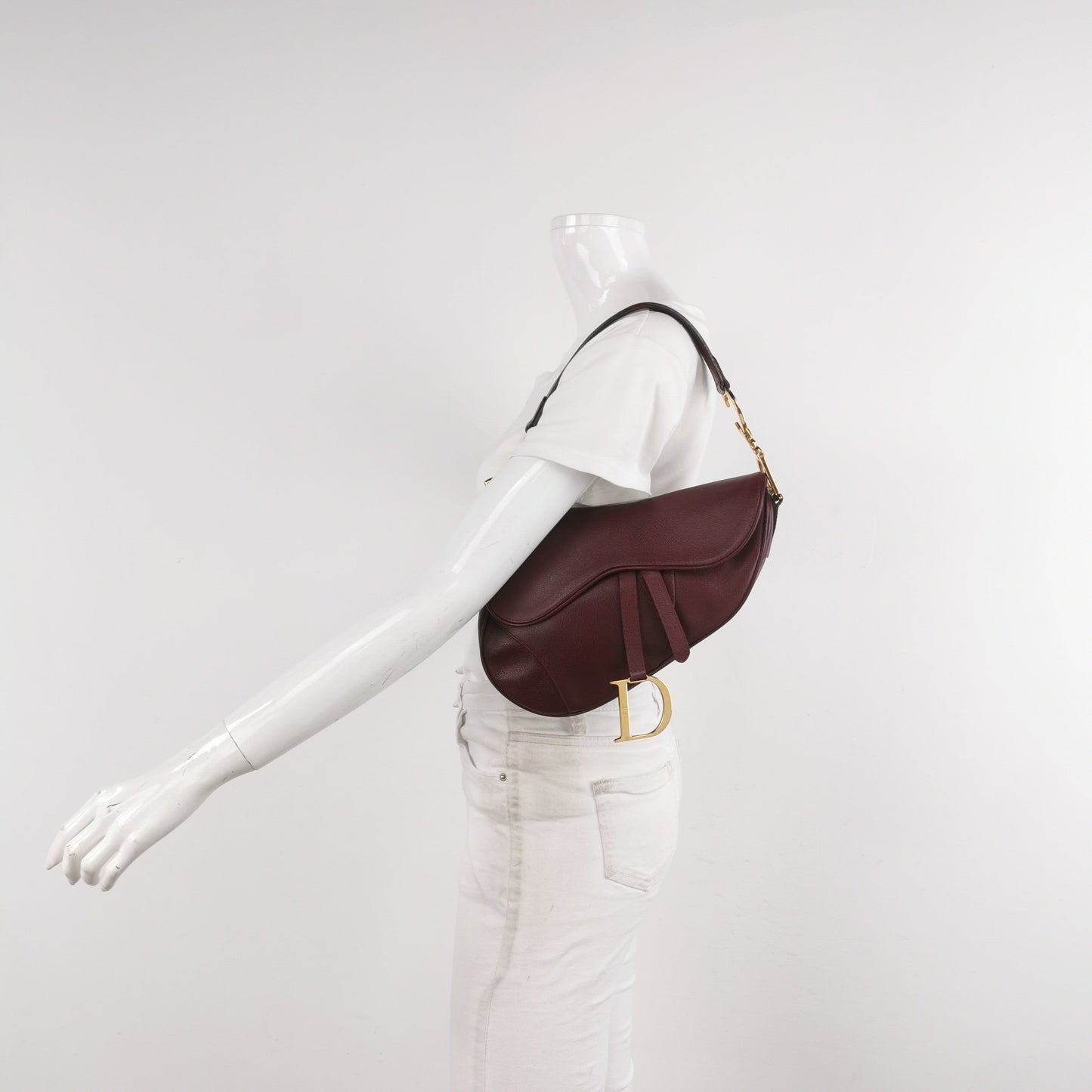 Dior Saddle   Burgundy Purple Wine Calfskin Leather Gold Hardware Shoulder Bag