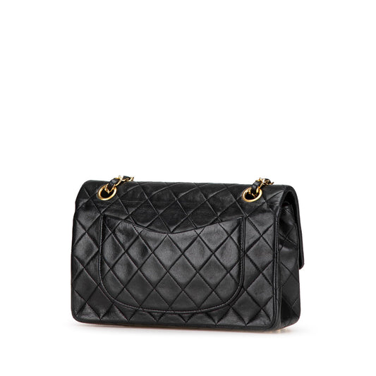 Black Chanel Small Classic Lambskin Double Flap Shoulder Bag