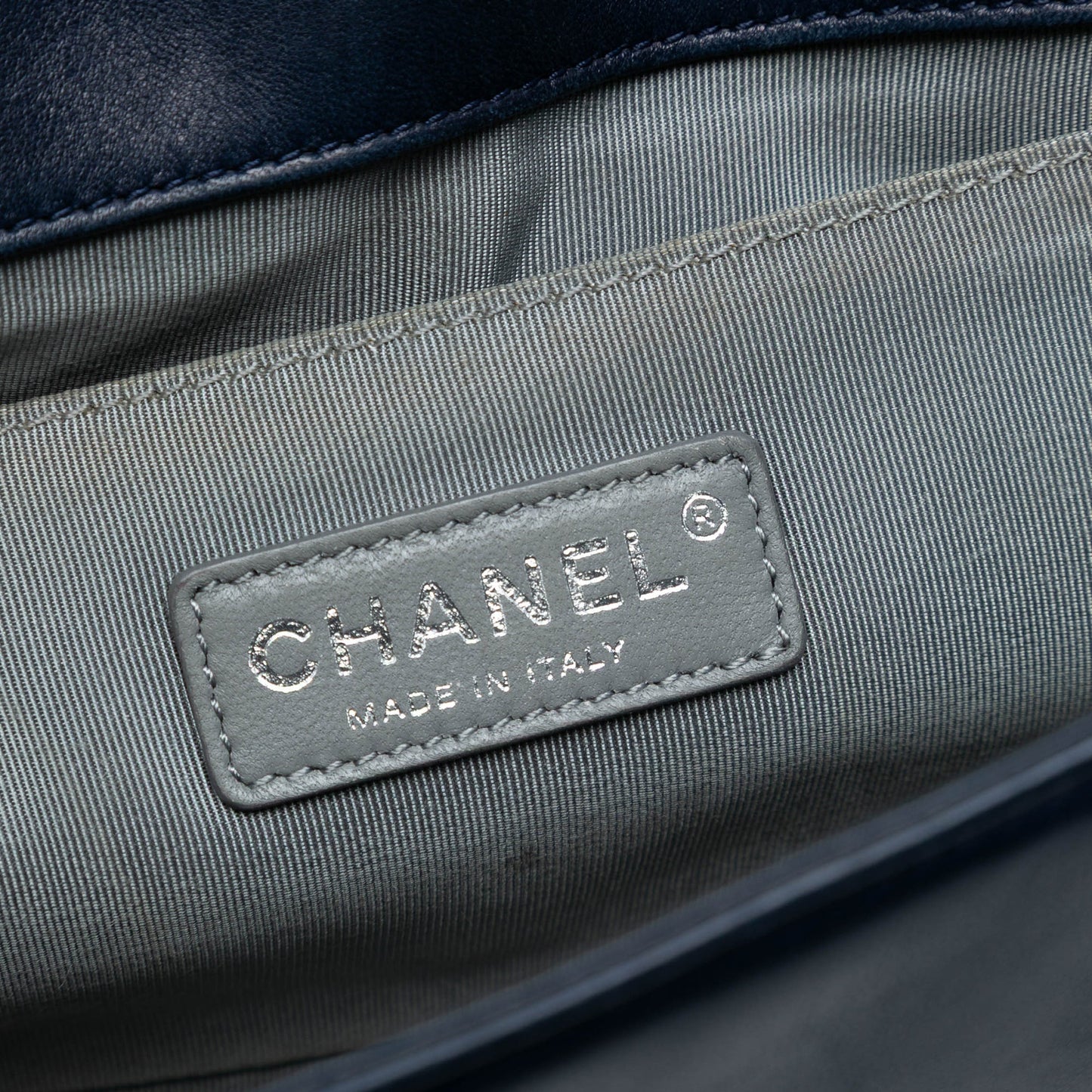 Blue Chanel Old Medium Quilted Lambskin Boy Flap Crossbody Bag