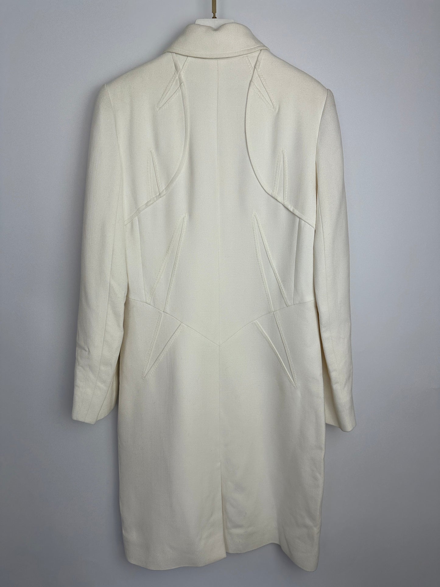 Christian Dior Cream   John Galliano Long Line Coat with Monogram Lining Detail Size FR 38 (UK 10)