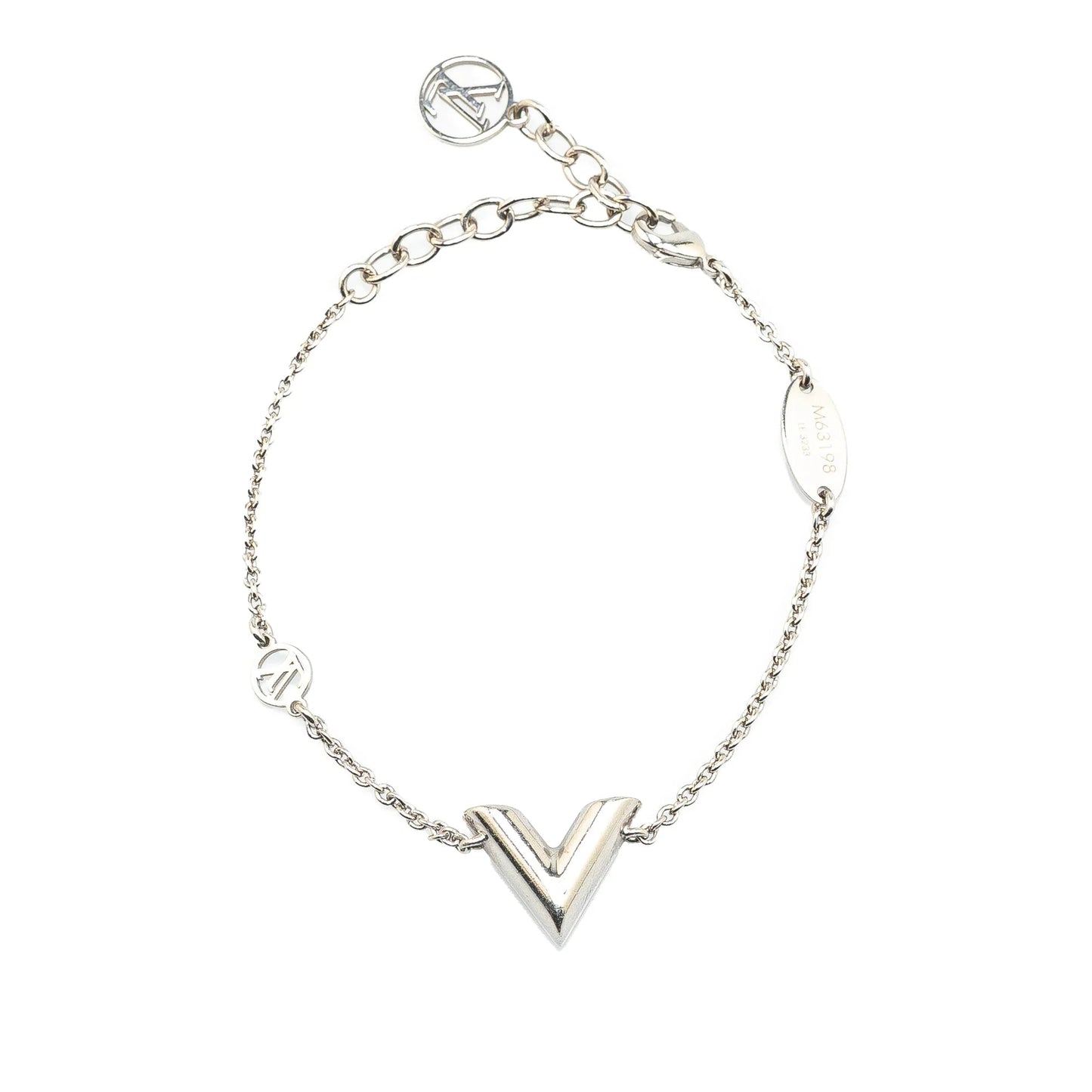 Silver Louis Vuitton Silver Plated Essential V Supple Bracelet