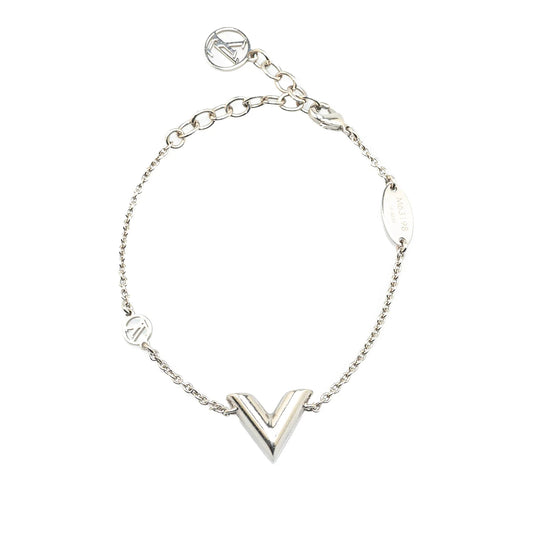 Silver Louis Vuitton Silver Plated Essential V Supple Bracelet