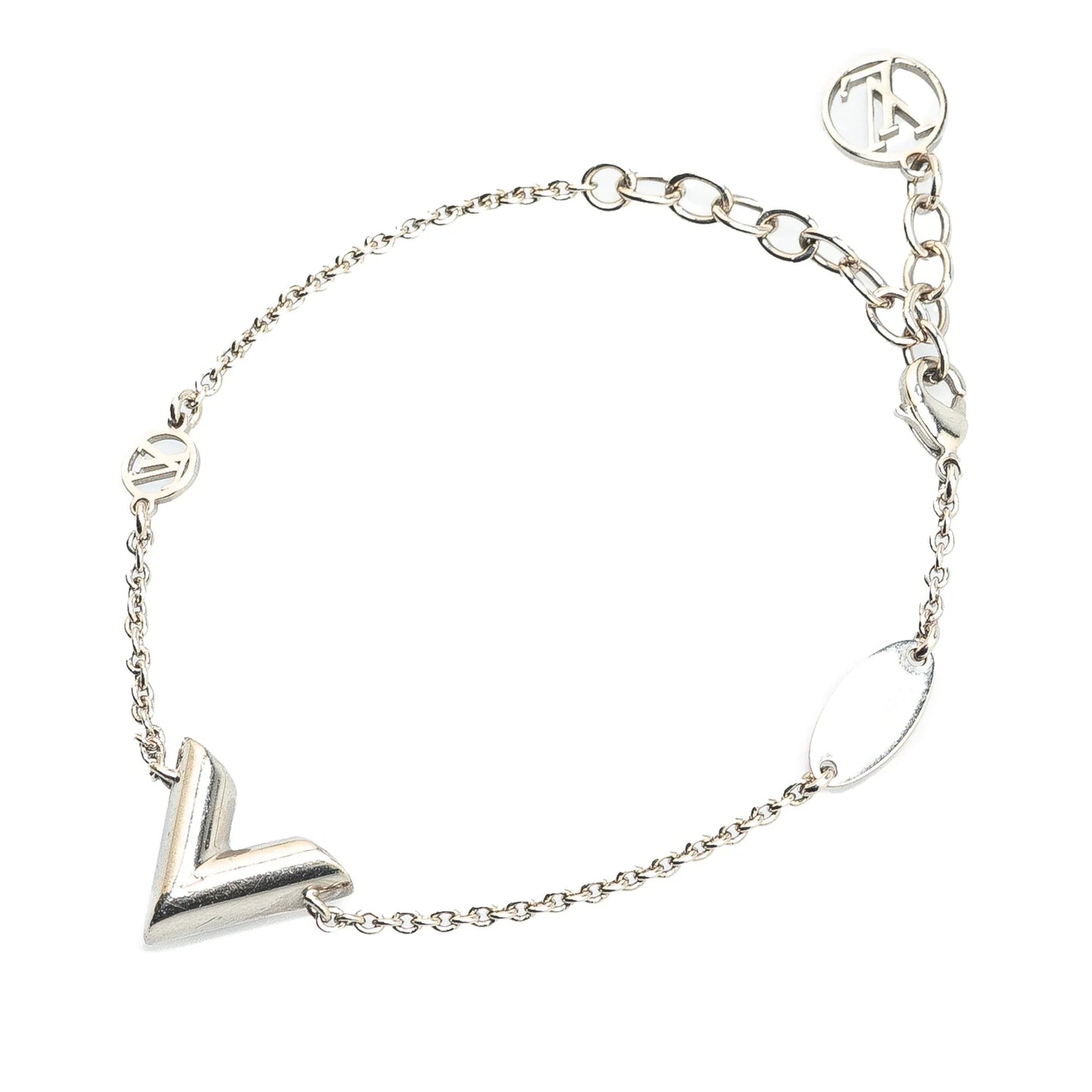 Silver Louis Vuitton Silver Plated Essential V Supple Bracelet