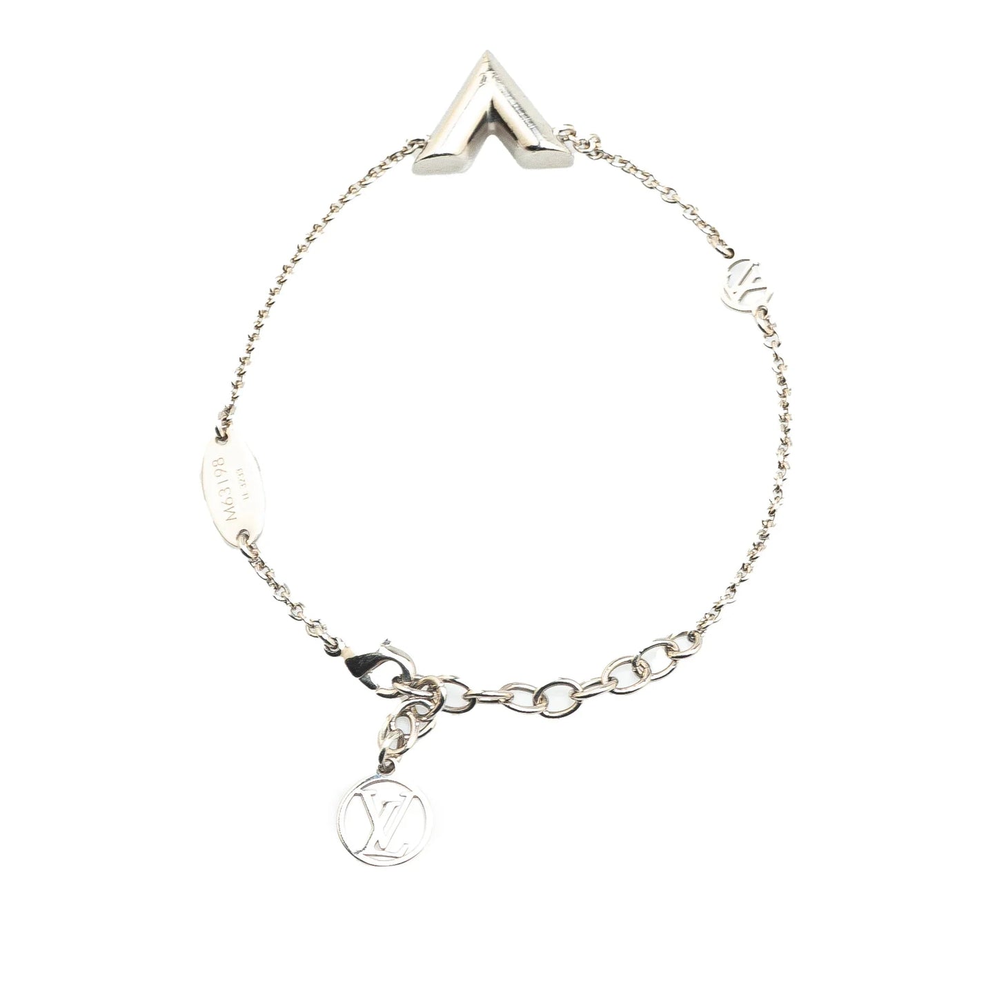 Silver Louis Vuitton Silver Plated Essential V Supple Bracelet