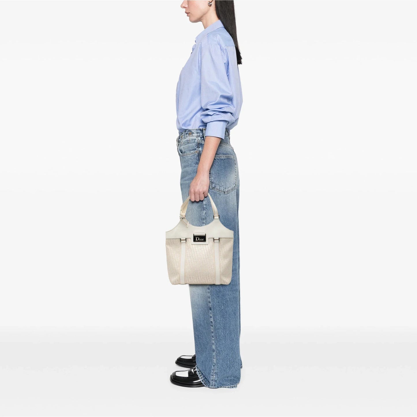 White Dior Diorissimo Trotter Canvas Street Chic Tote