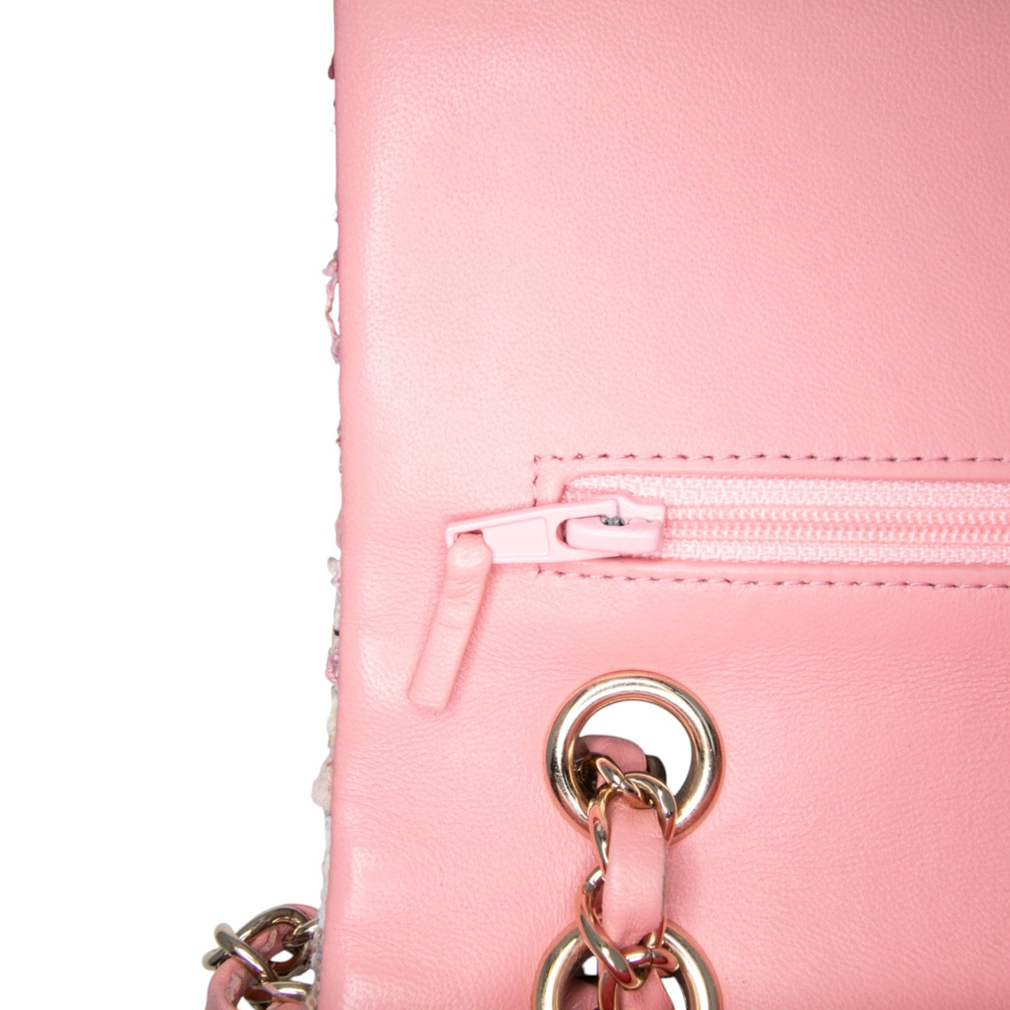 Pink Chanel Medium Classic Quilted Tweed Braided Double Flap Shoulder Bag