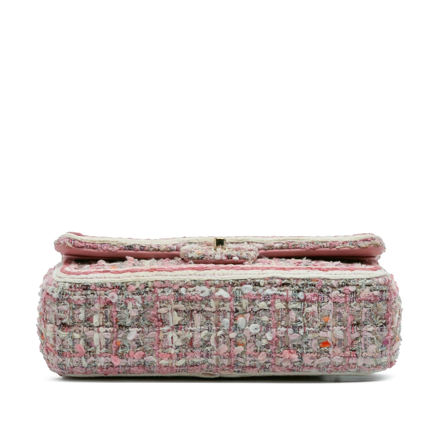 Pink Chanel Medium Classic Quilted Tweed Braided Double Flap Shoulder Bag