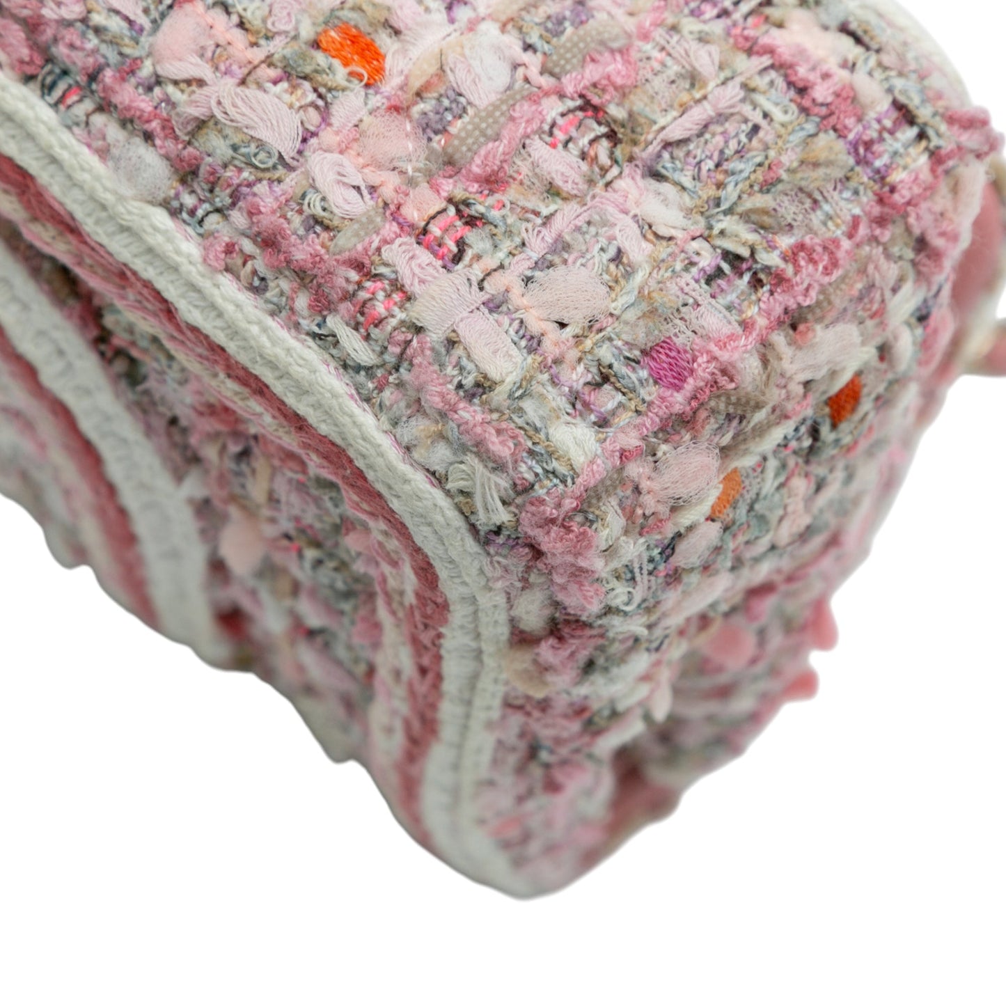 Pink Chanel Medium Classic Quilted Tweed Braided Double Flap Shoulder Bag