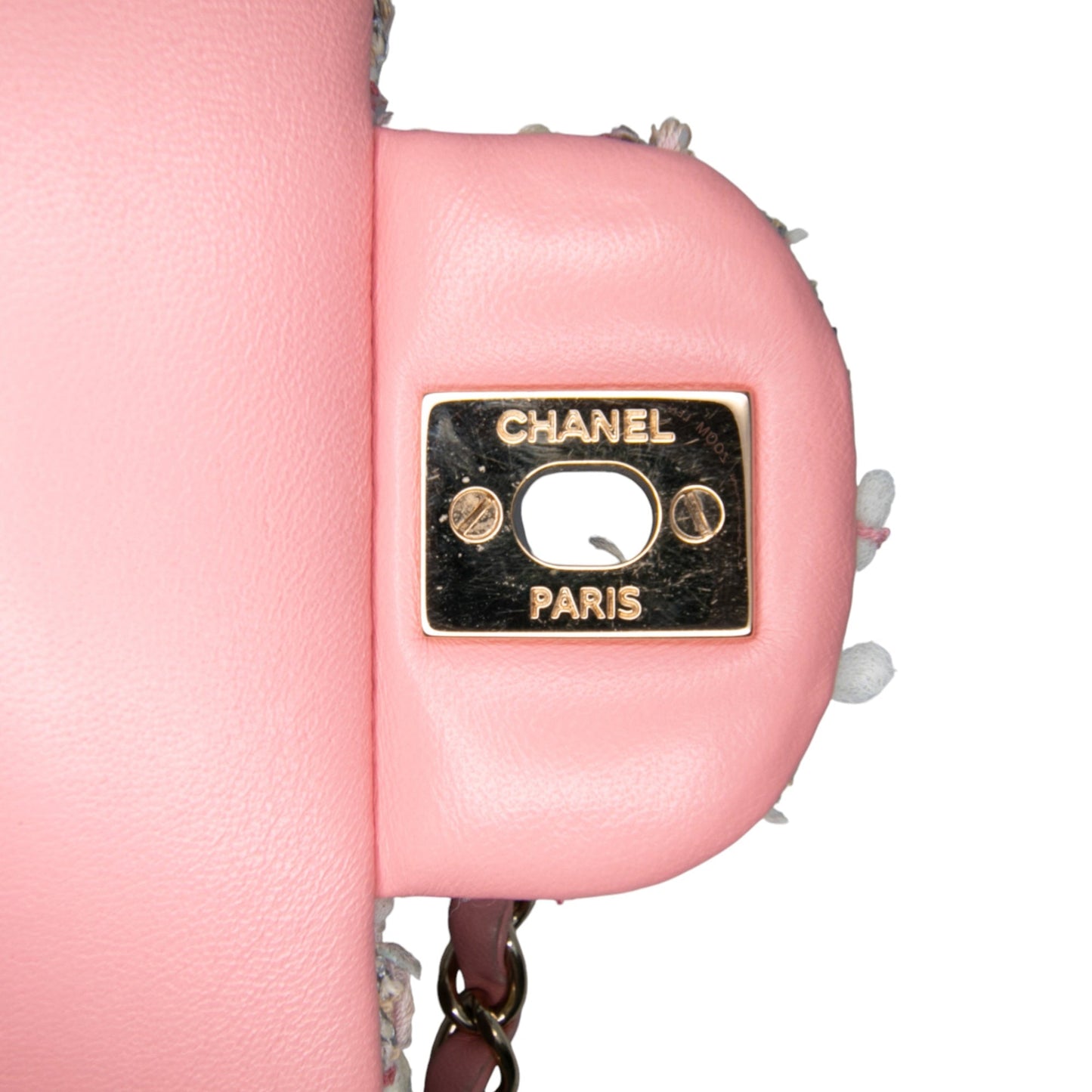 Pink Chanel Medium Classic Quilted Tweed Braided Double Flap Shoulder Bag
