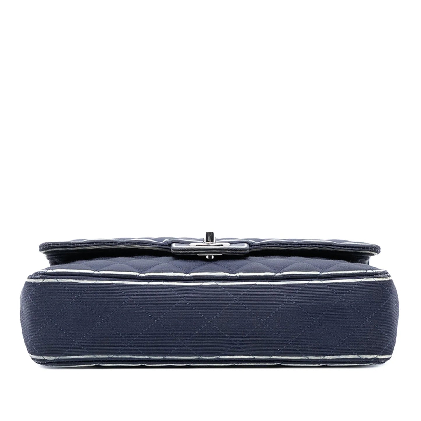 Blue Chanel Medium Classic Printed Grosgrain Double Flap Shoulder Bag