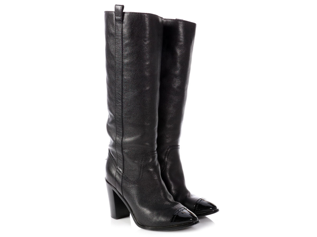 Chanel Black Leather Boots