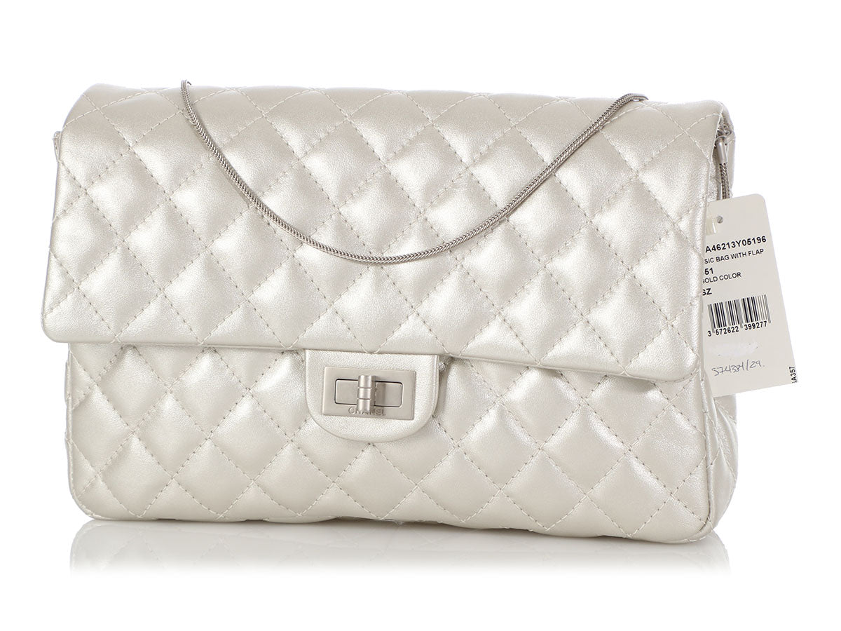 Chanel Metallic Silver Quilted Calfskin Reissue Clutch