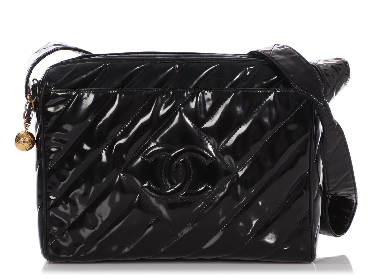 Chanel   Black Patent Crossbody Bag