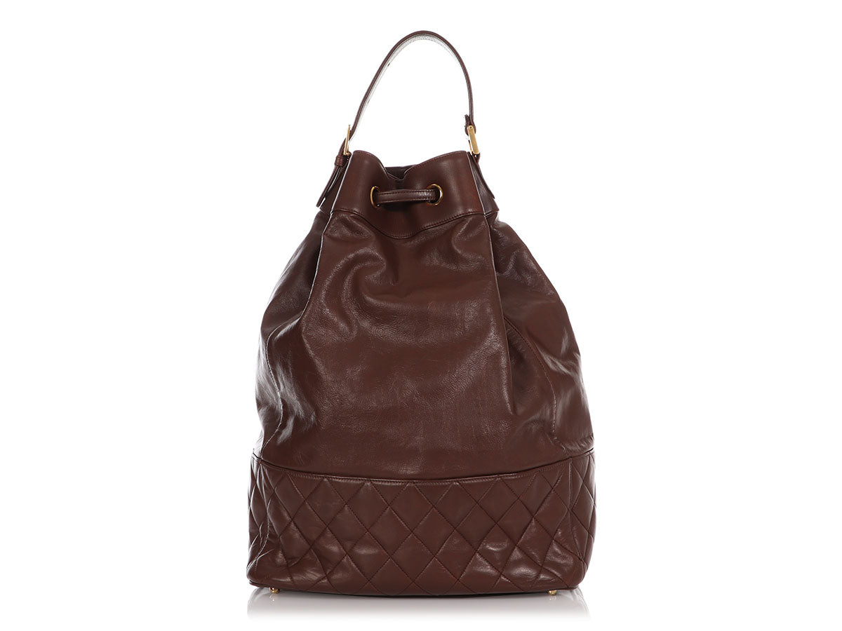 Chanel   Large Brown Drawstring Backpack Sling Bag