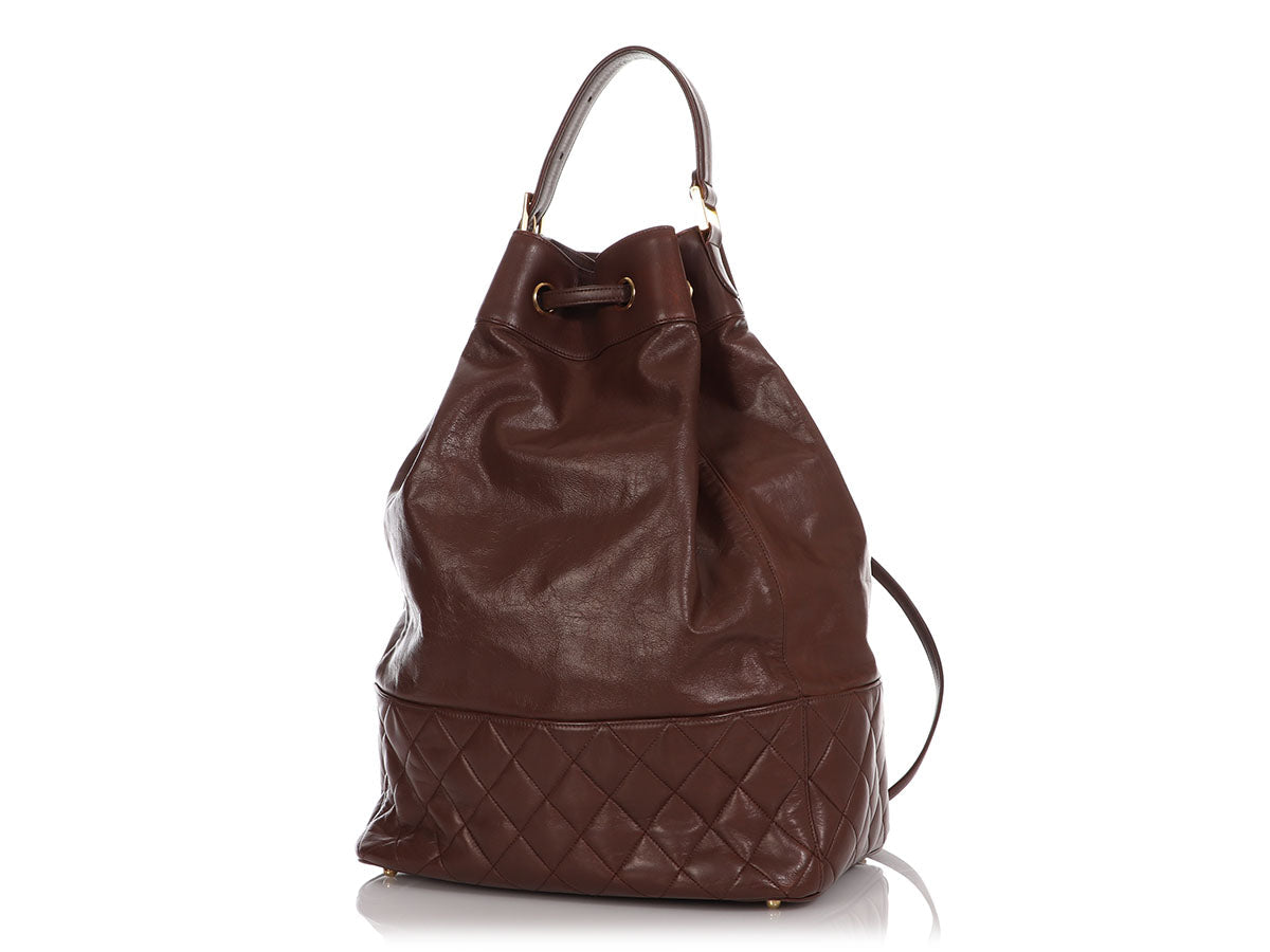 Chanel   Large Brown Drawstring Backpack Sling Bag
