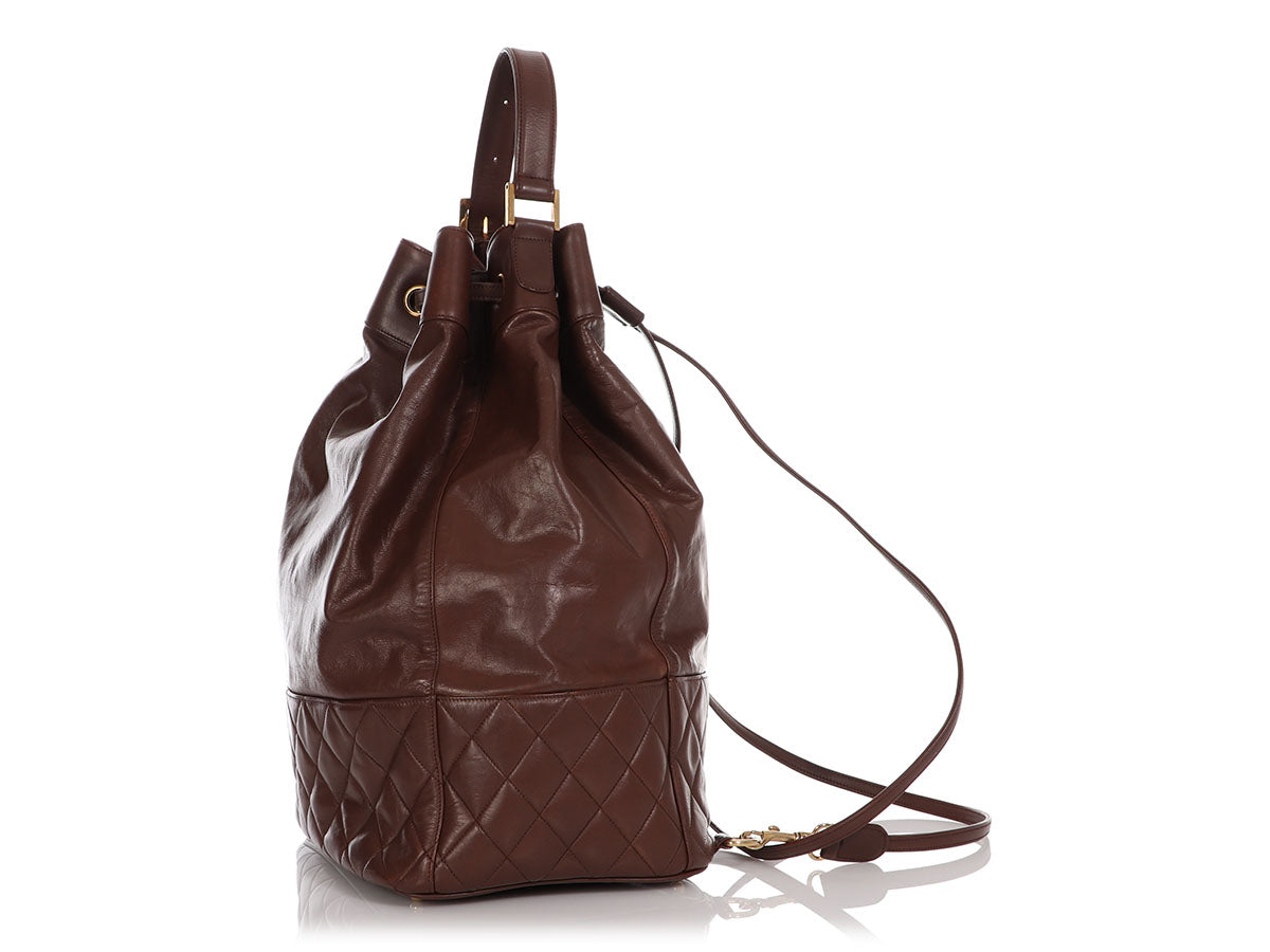 Chanel   Large Brown Drawstring Backpack Sling Bag