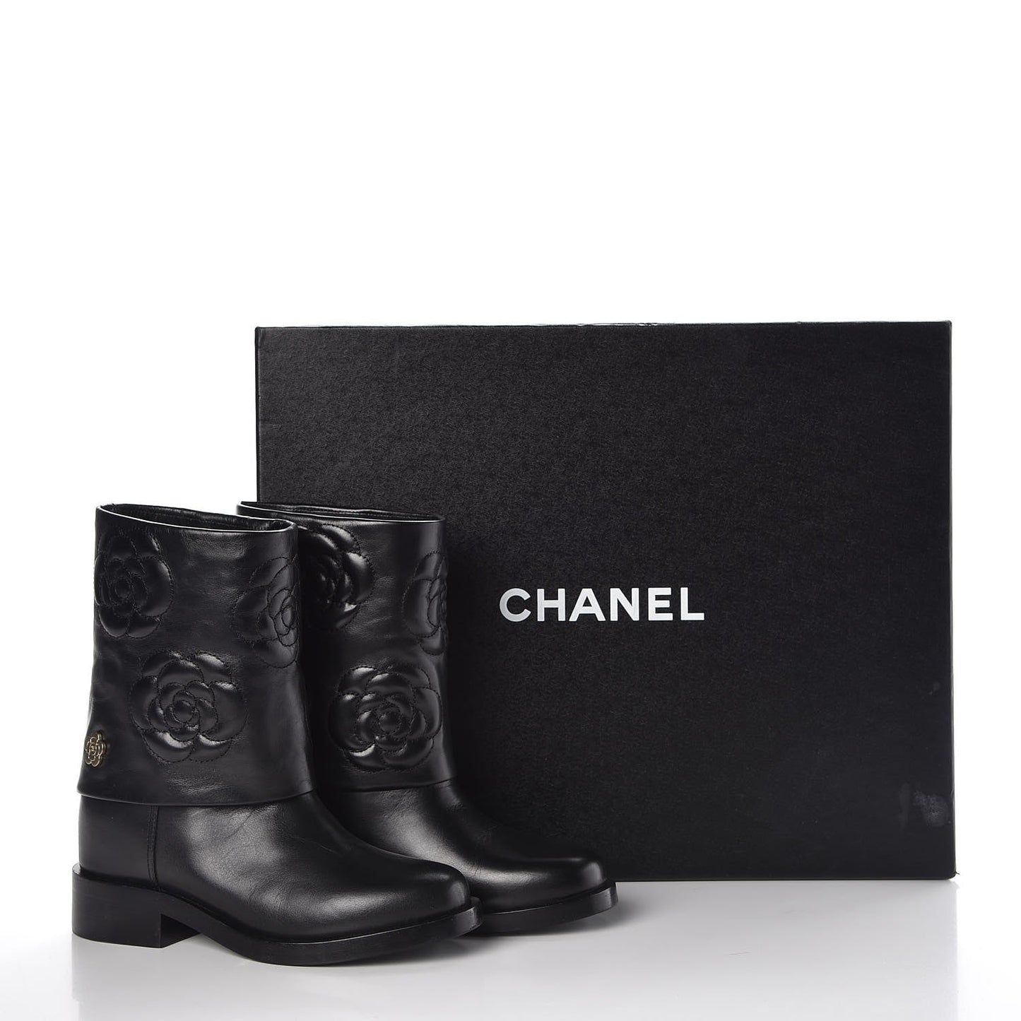 CHANEL CAMELLIA LEATHER BOOTS
