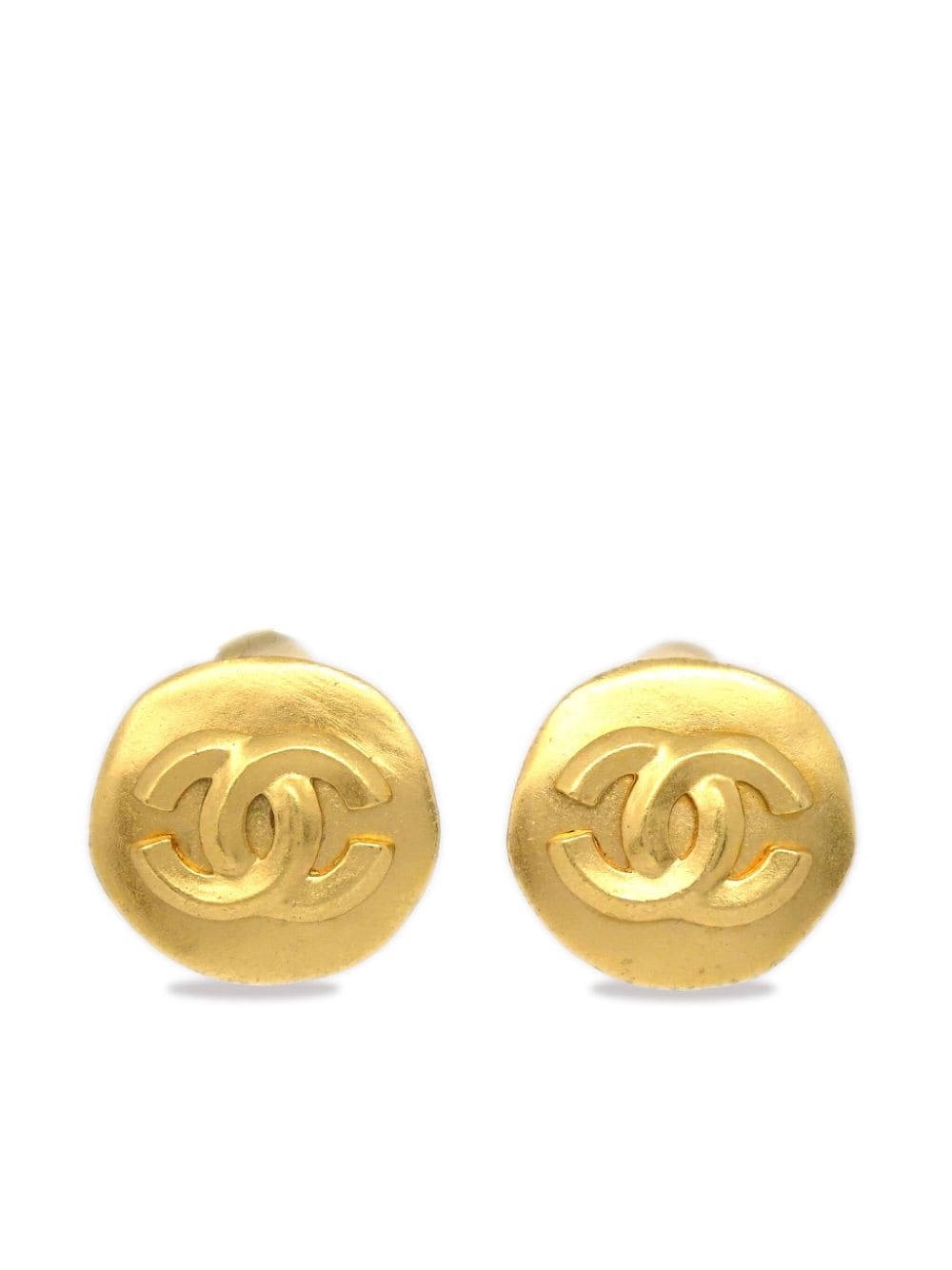 CHANEL 96P 24K GOLD PLATED CC CLIP ON EARRINGS