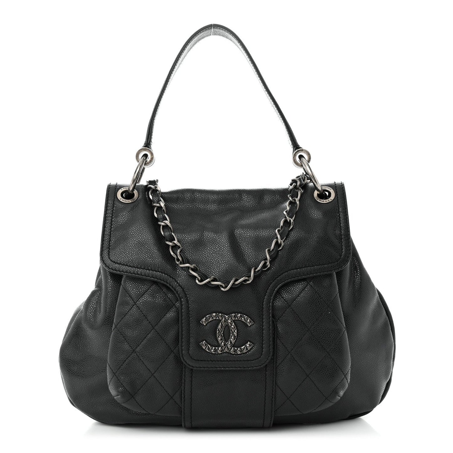 CHANEL GLAZED CAVIAR COCO RIDER FLAP BAG