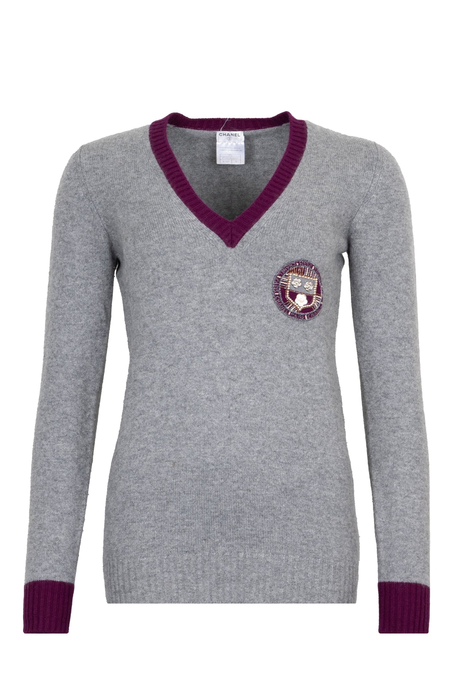 CHANEL 2007 Knit Top Cashmere Grey Purple