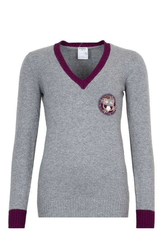 CHANEL 2007 Knit Top Cashmere Grey Purple