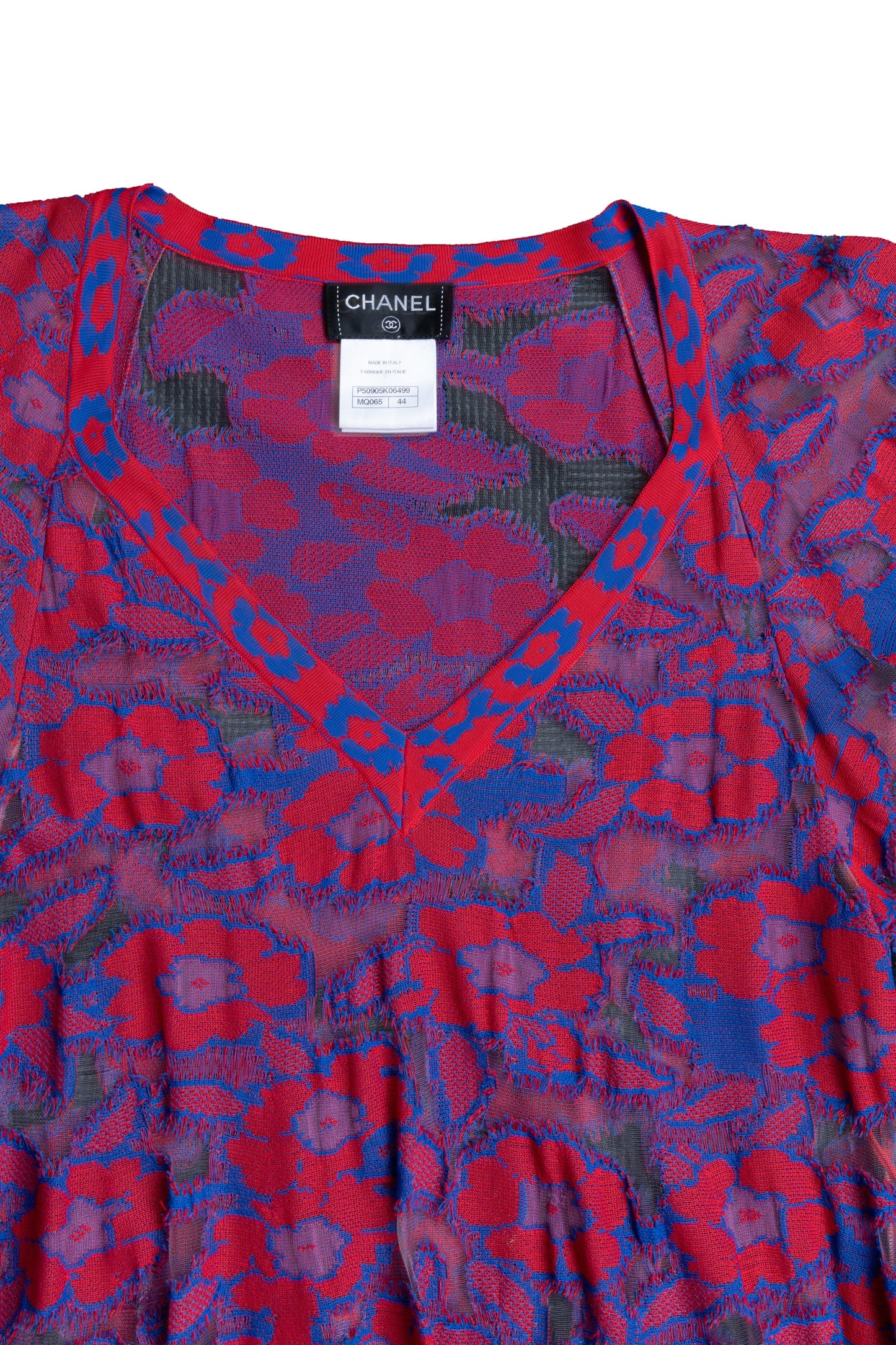 CHANEL 2015 Dress Mesh Red Blue