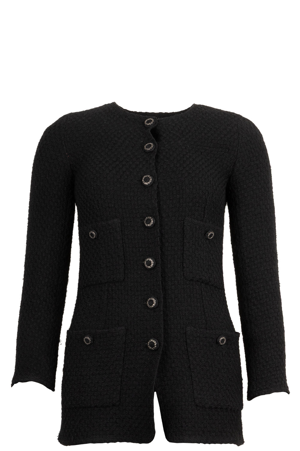 CHANEL Long Tweed Jacket Black
