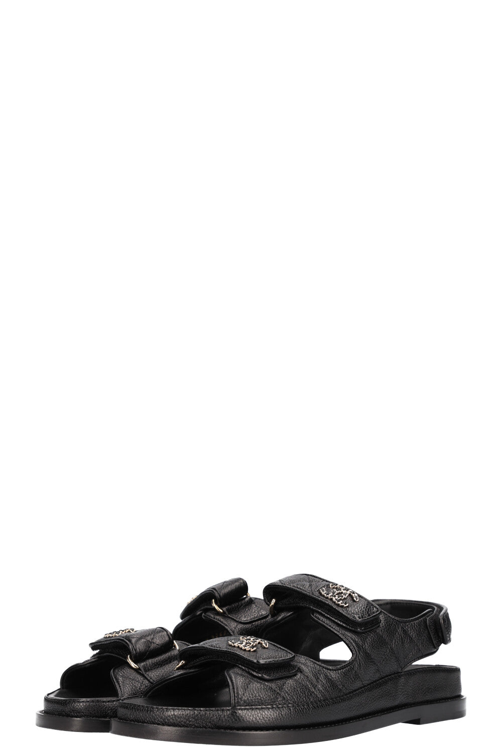 CHANEL Dad Sandals Caviar Black