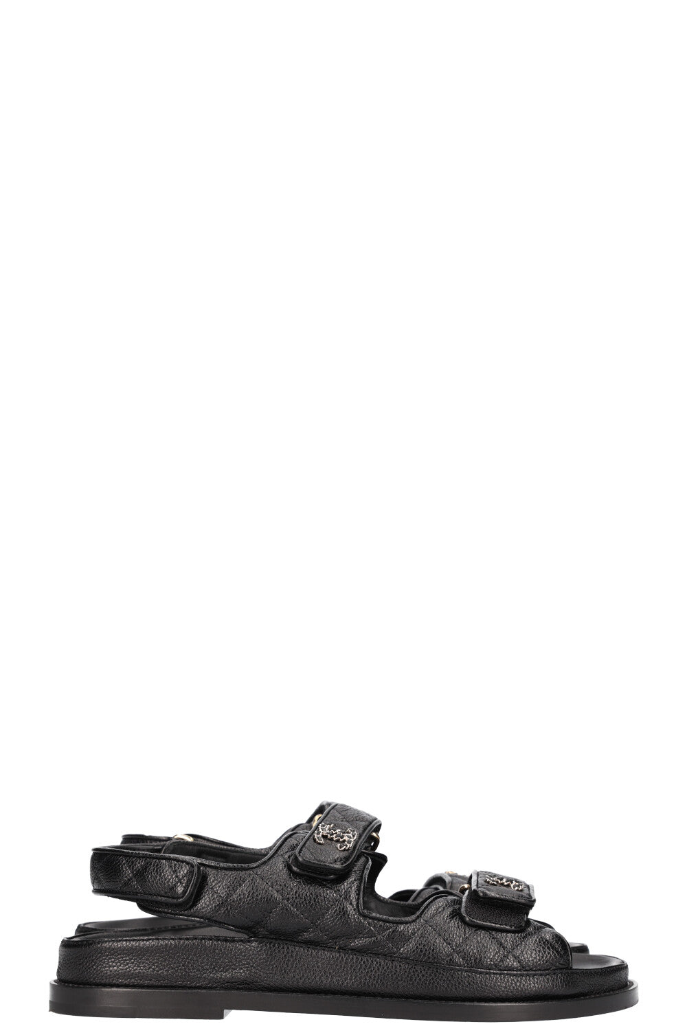 CHANEL Dad Sandals Caviar Black